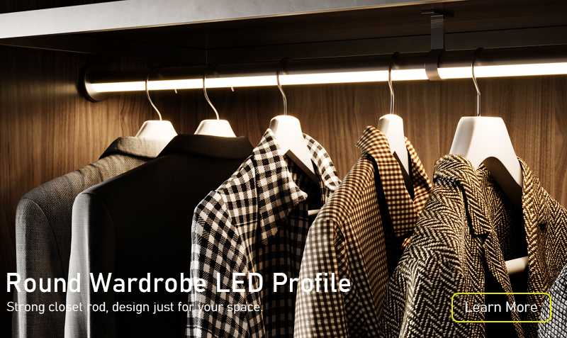 round wardrobe led aluminum profile